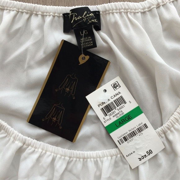 Thalia Sodi Boat Neck Lace Inset Tie Front Blouse - Picture 4 of 6